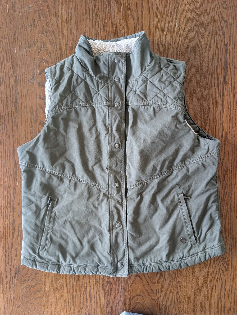 KÜHL Women’s Celeste Lined Waxed Fleece Vest XL Olive Green